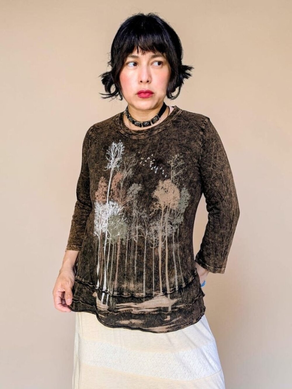 Jess & Jane VTG Y2K USA made eerie creepy fairy whimsy goth forest tie dye top S